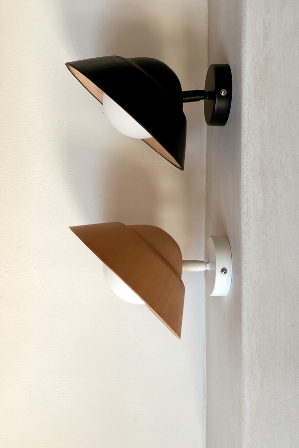 Leather Wall Step Sconce | Black