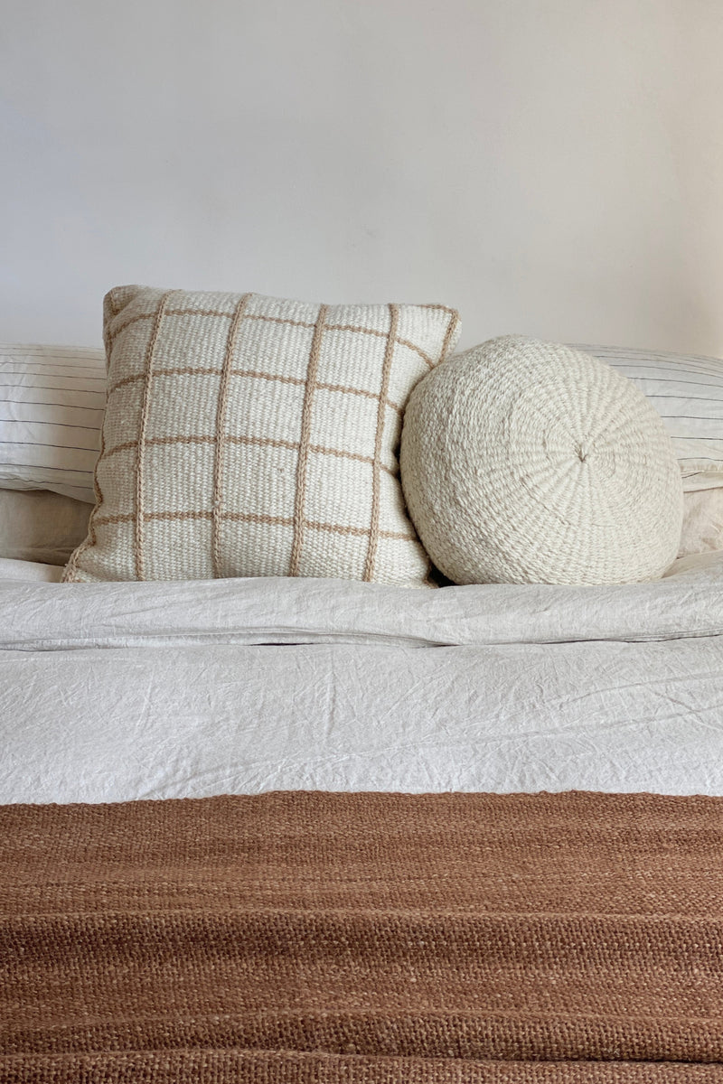 GRID STRIPE CUSHION | SAND & NATURAL