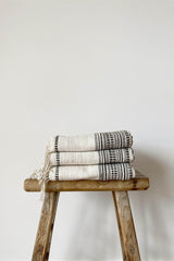 COTTON HANDLOOMED THROW | NATURAL & CHARCOAL